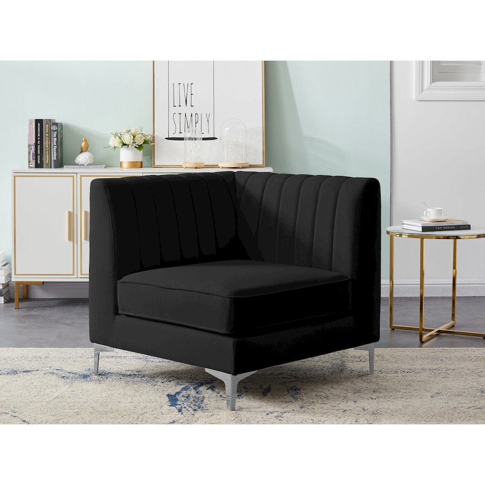 Alina Black Velvet Corner Chair
