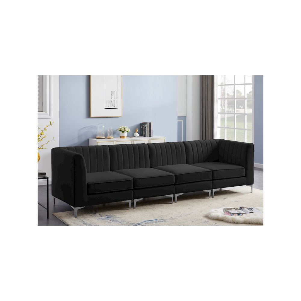Alina Black Velvet Modular Sofa