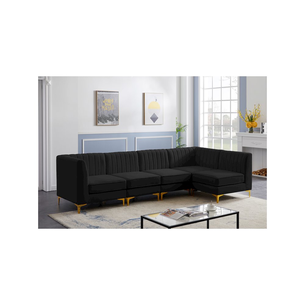 Alina Black Velvet Modular Sectional