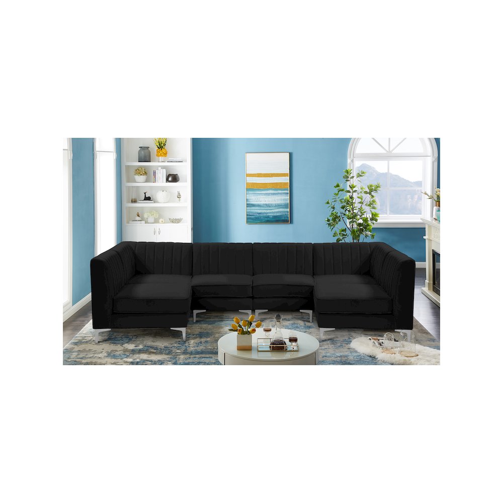Alina Black Velvet Modular Sectional