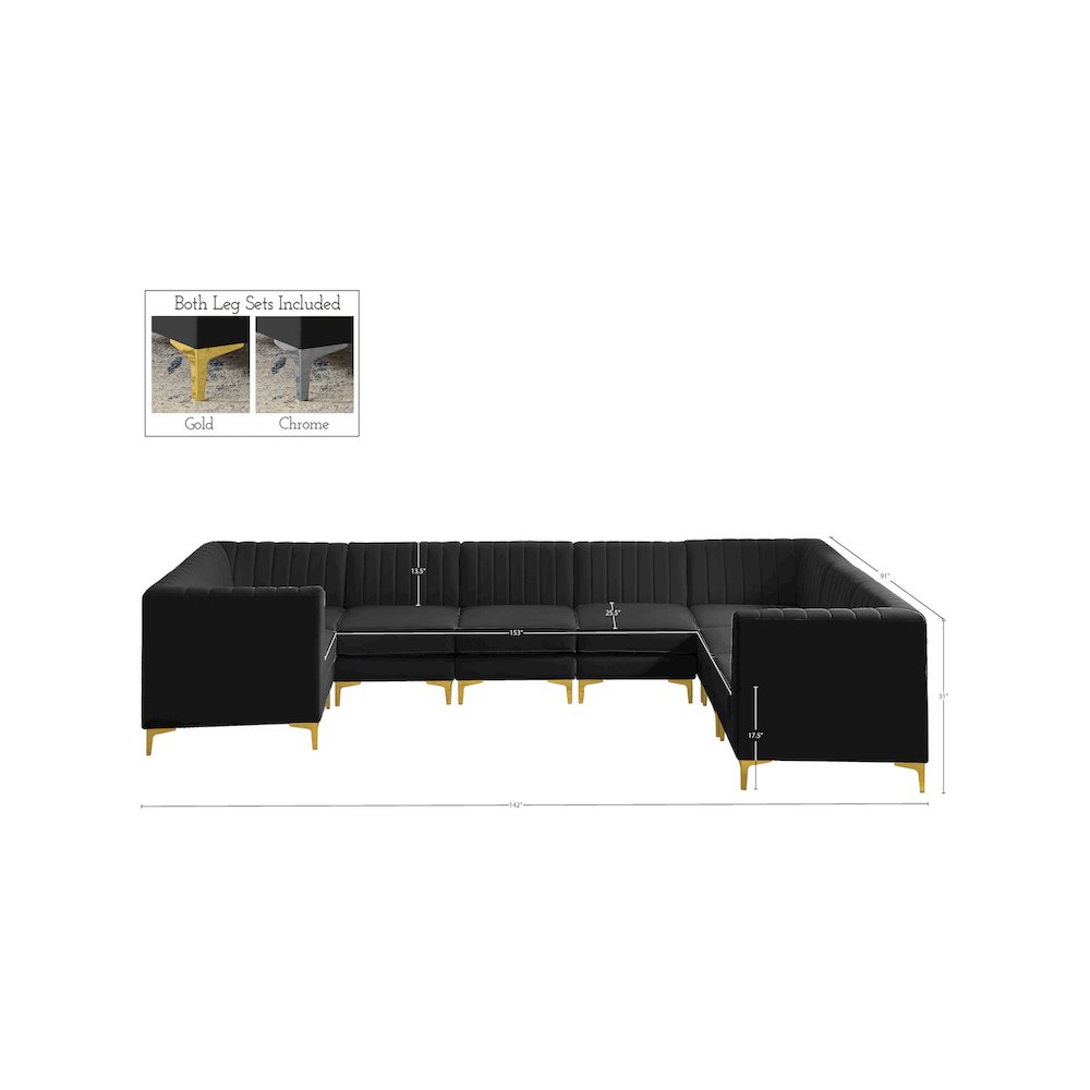 Alina Black Velvet Modular Sectional