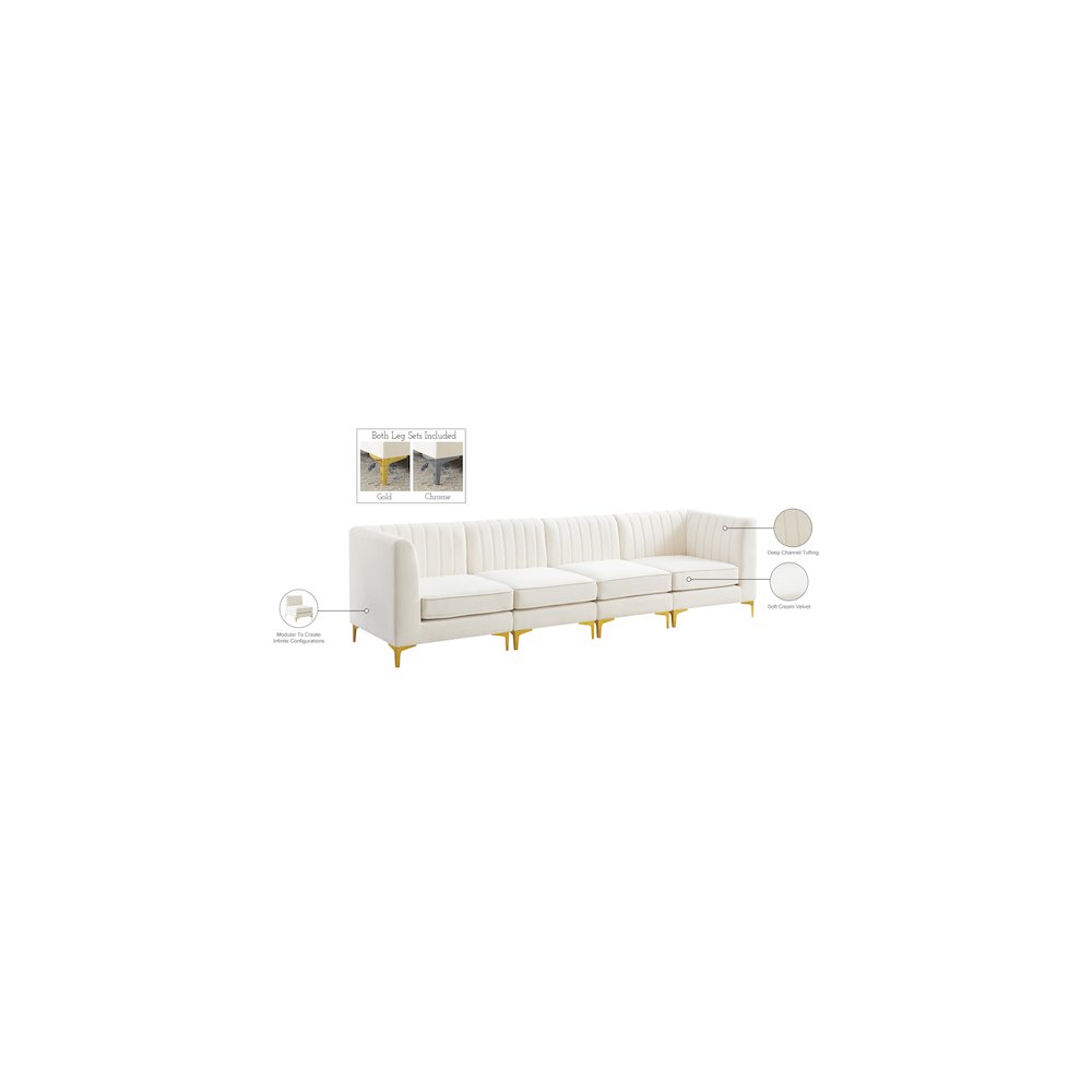 Alina Cream Velvet Modular Sofa