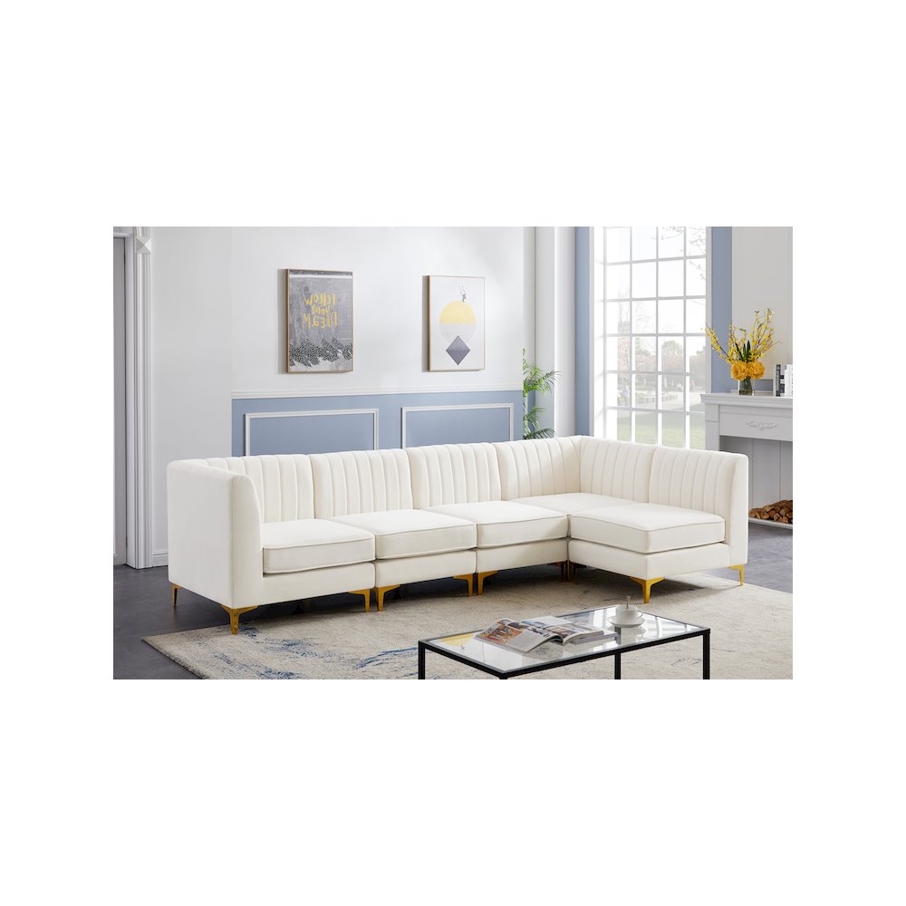 Alina Cream Velvet Modular Sectional
