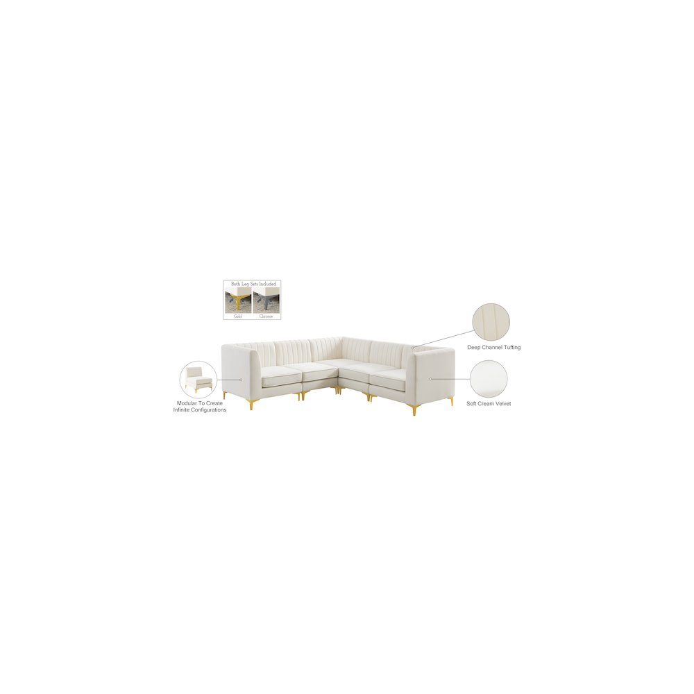 Alina Cream Velvet Modular Sectional