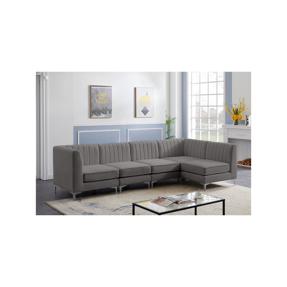 Alina Grey Velvet Modular Sectional
