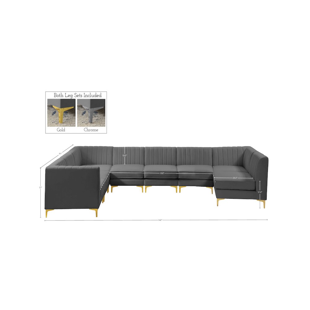 Alina Grey Velvet Modular Sectional