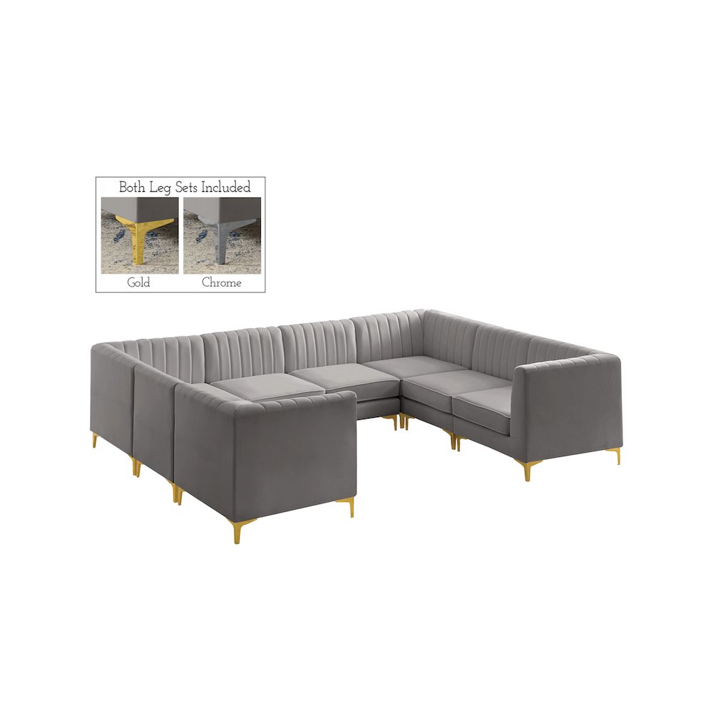 Alina Grey Velvet Modular Sectional