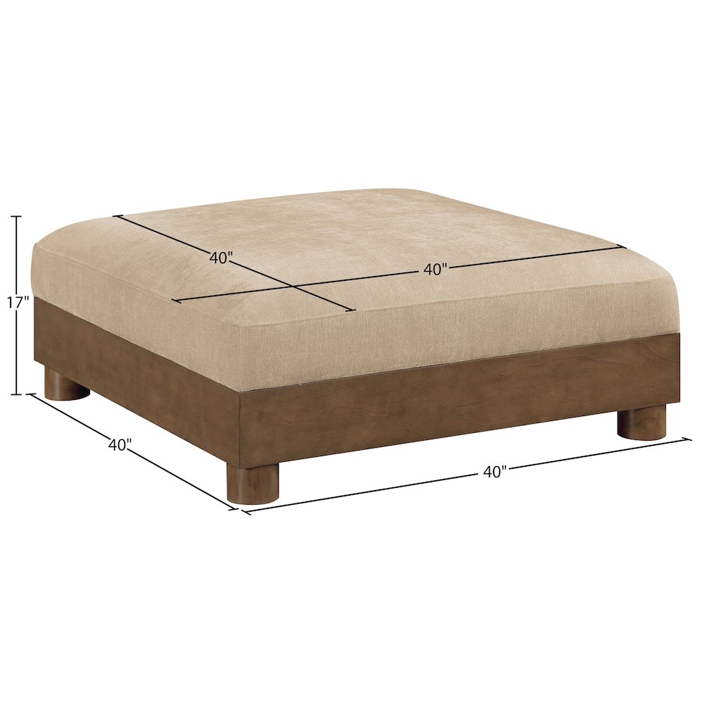 Turin Beige Chenille Fabric Upholstered Modular Ottoman
