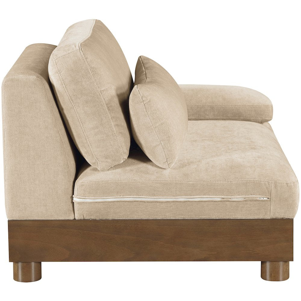Turin Beige Chenille Fabric Upholstered Modular Right Arm Chair