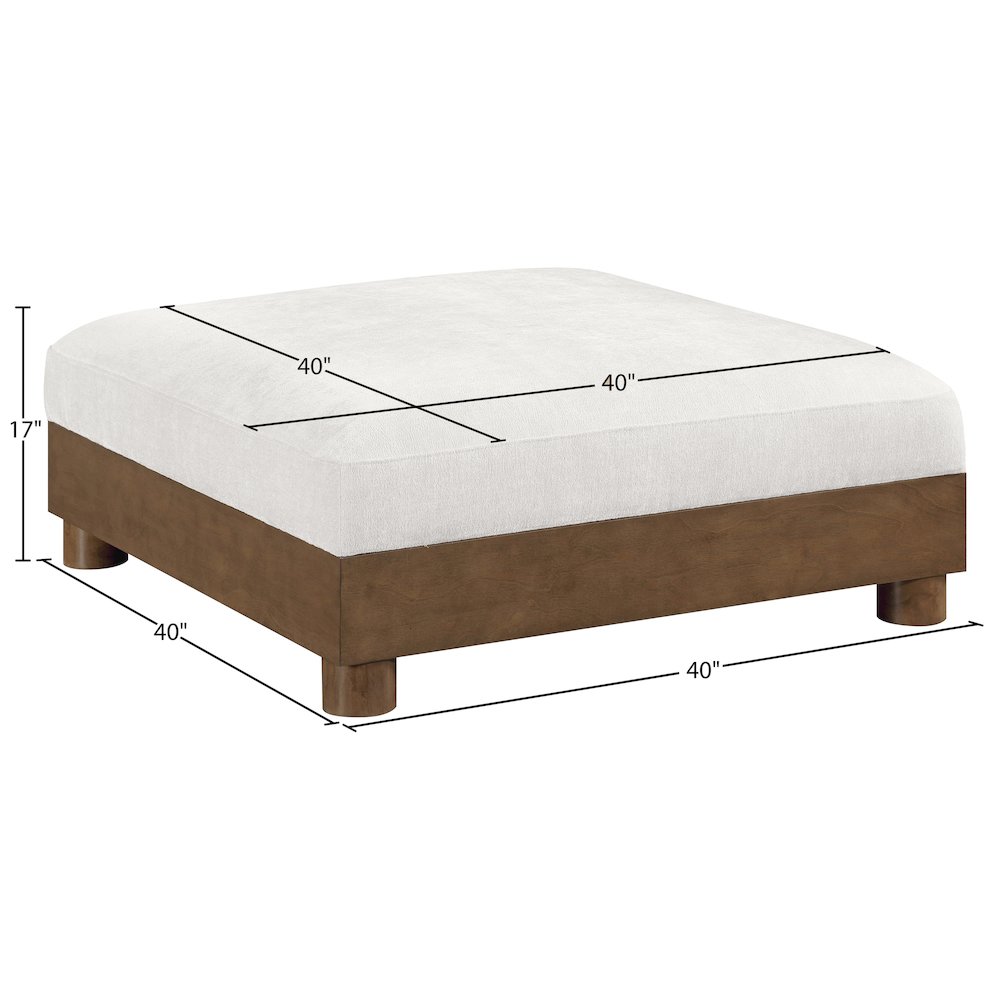 Turin Cream Chenille Fabric Upholstered Modular Ottoman