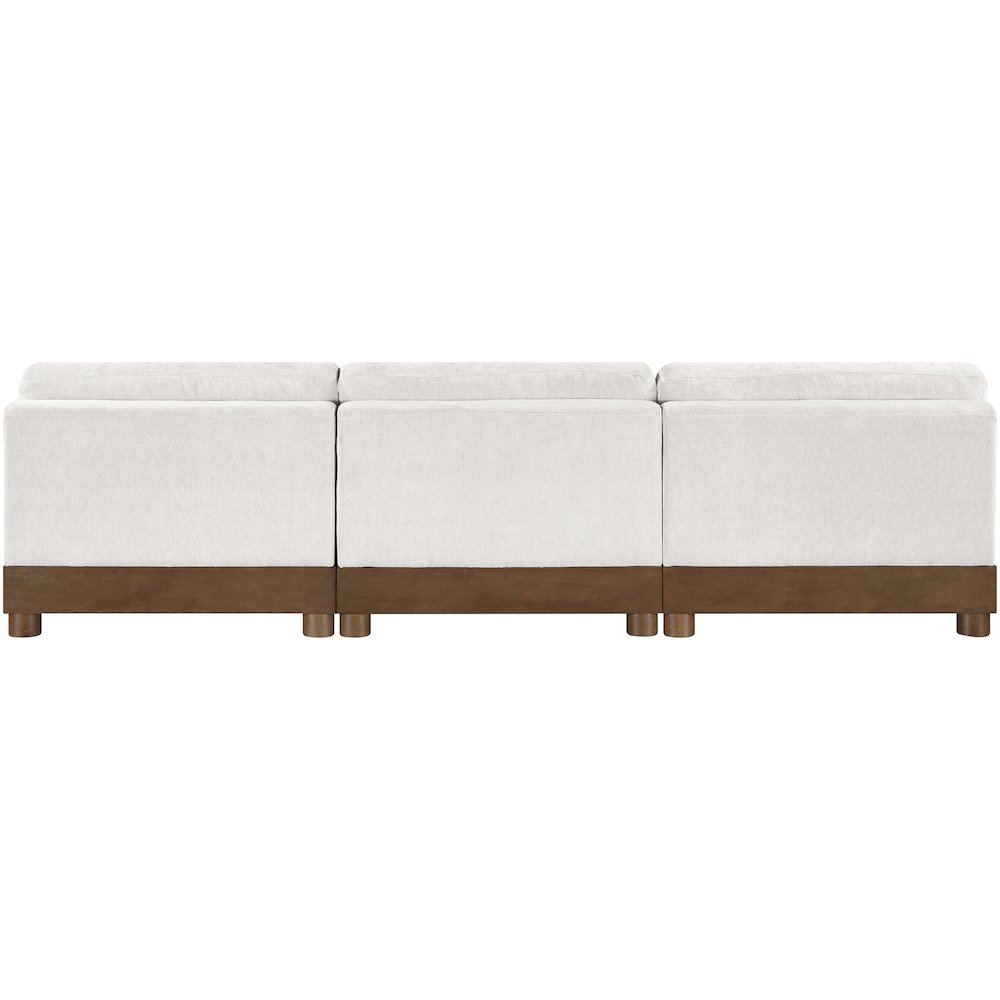 Turin 120" Cream Chenille Fabric Upholstered 3pc. Modular Sofa