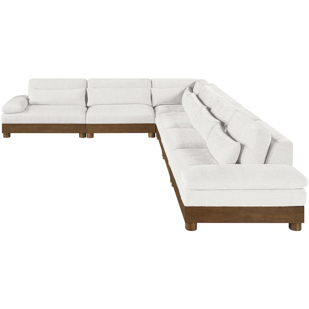 Turin 167.75" Cream Chenille Fabric Upholstered 6pc. Modular Sectional