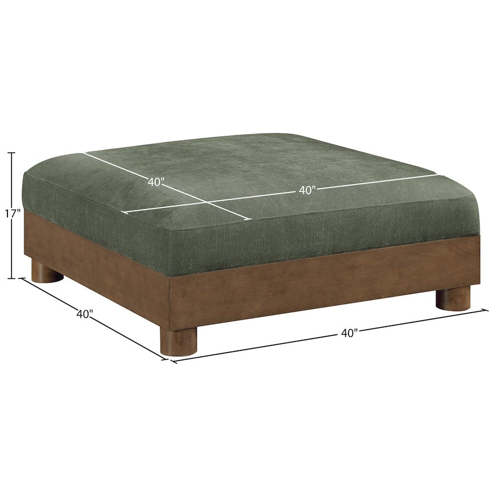 Turin Green Chenille Fabric Upholstered Modular Ottoman