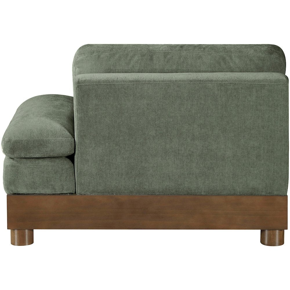 Turin Green Chenille Fabric Upholstered Modular Right Arm Chair