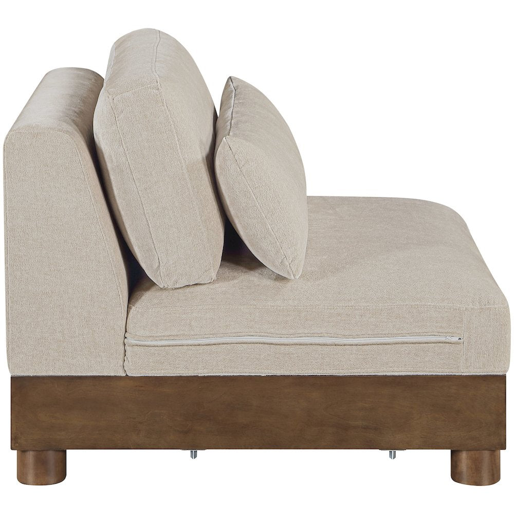 Turin Taupe Chenille Fabric Upholstered Modular Armless Chair