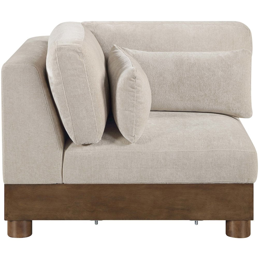 Turin Taupe Chenille Fabric Upholstered Modular Corner Chair