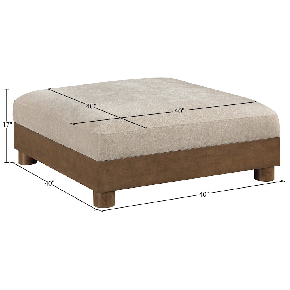 Turin Taupe Chenille Fabric Upholstered Modular Ottoman