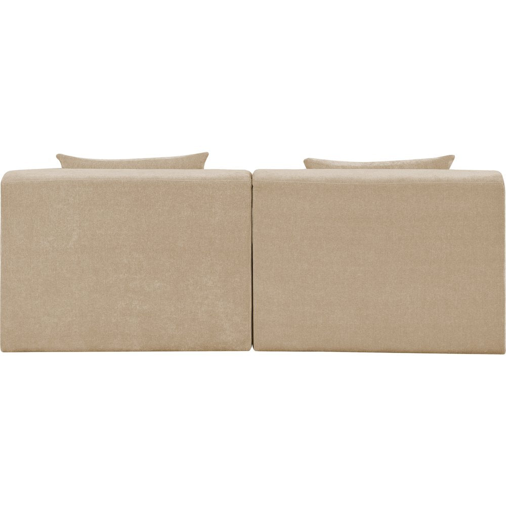 Stellar 76" Beige Chenille Fabric Upholstered 2pc. Modular Loveseat