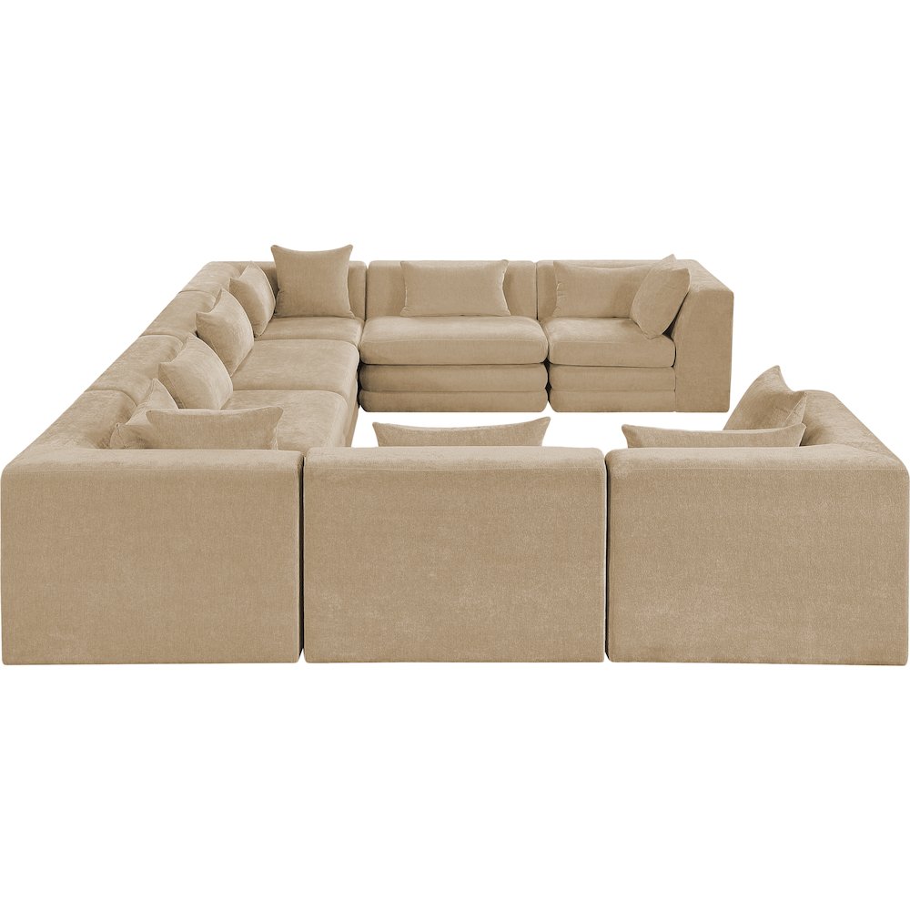 Stellar 152" Beige Chenille Fabric Upholstered 8Pc. Modular Sectional