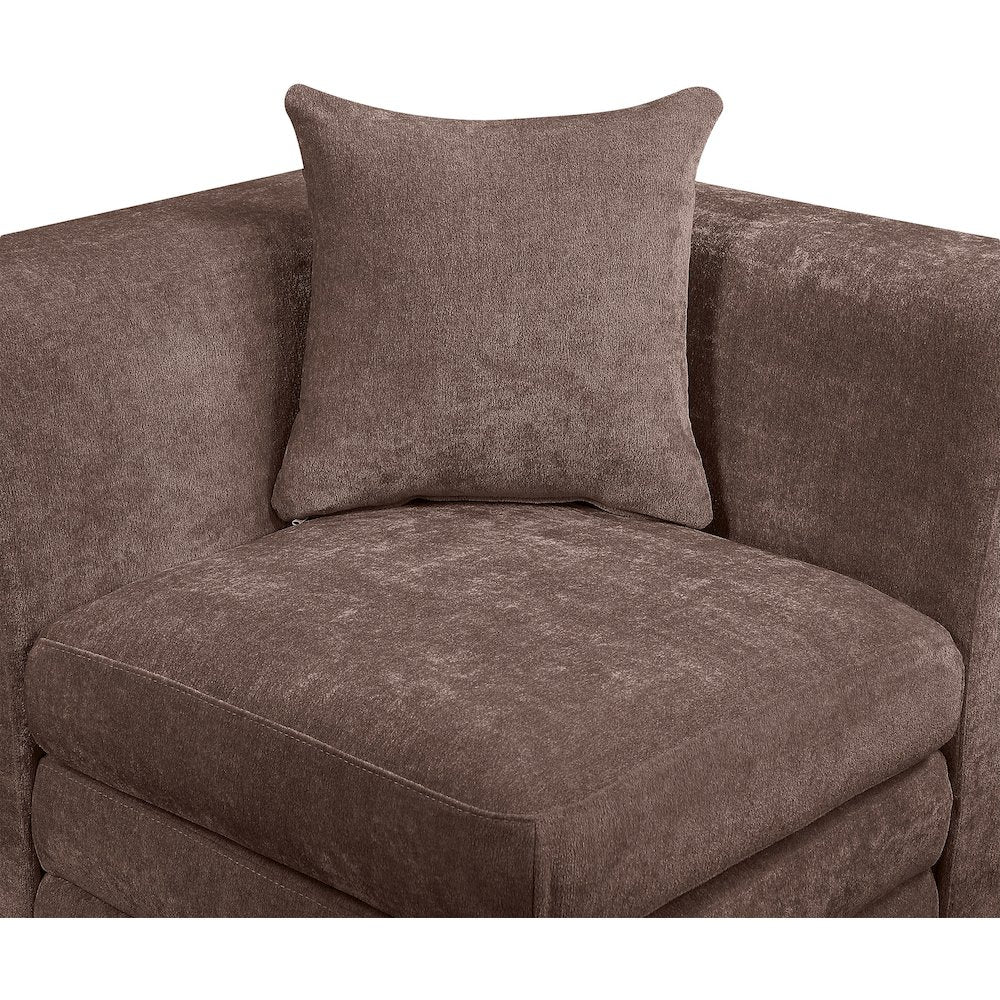 Stellar Brown Chenille Fabric Upholstered Modular Corner Chair