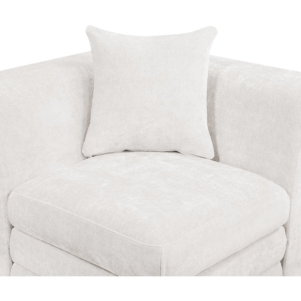 Stellar Cream Chenille Fabric Upholstered Modular Corner Chair