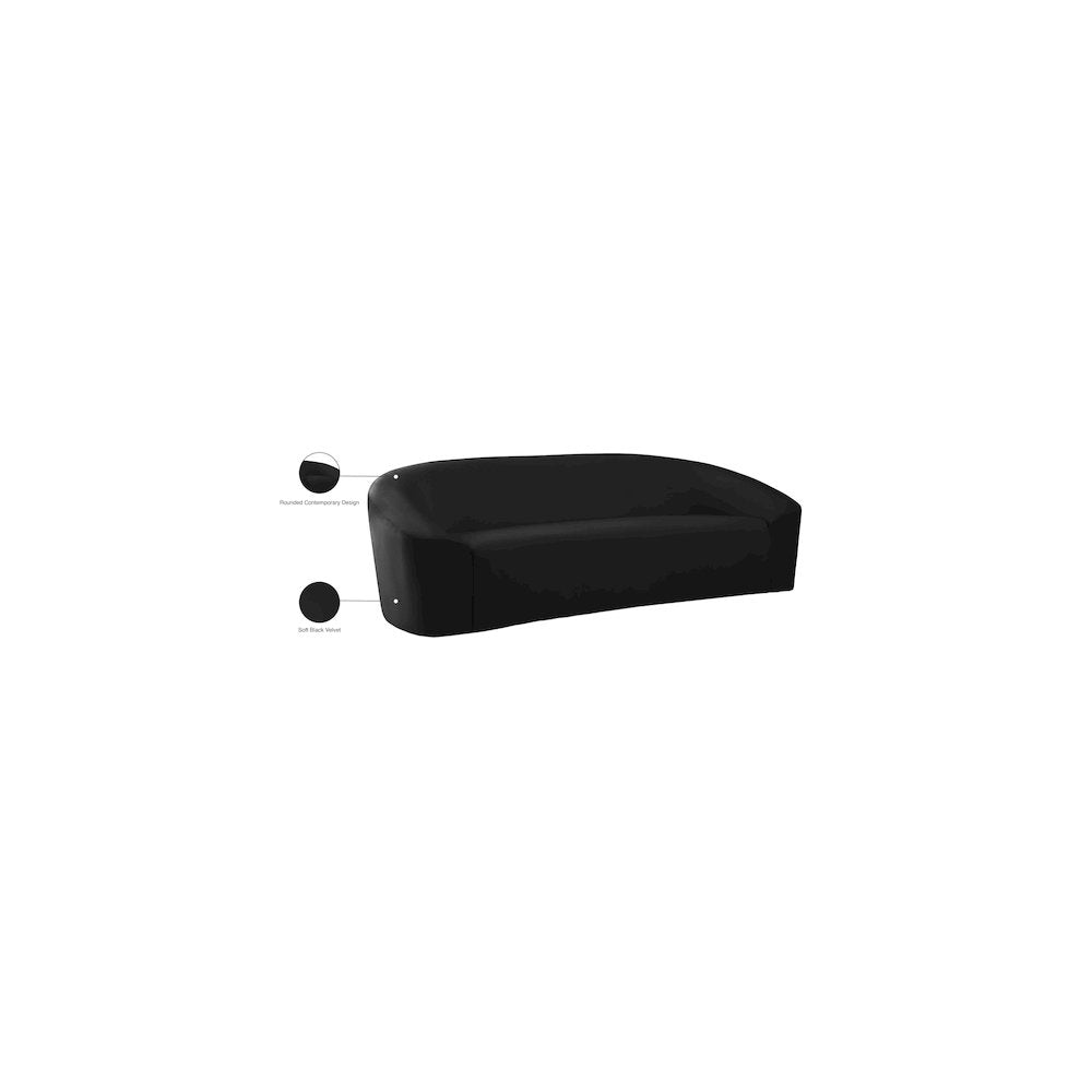 Riley Black Velvet Sofa
