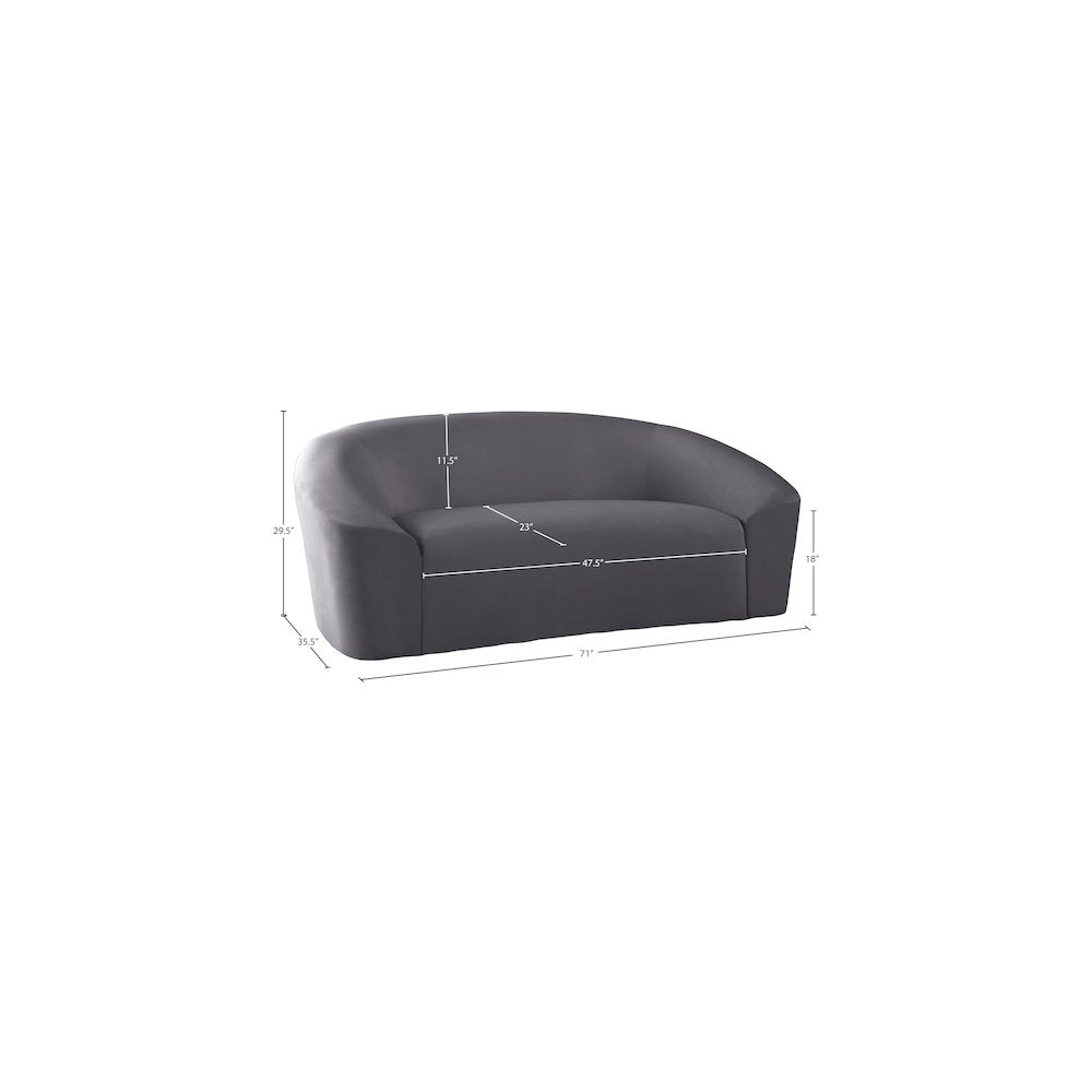 Riley Grey Velvet Loveseat