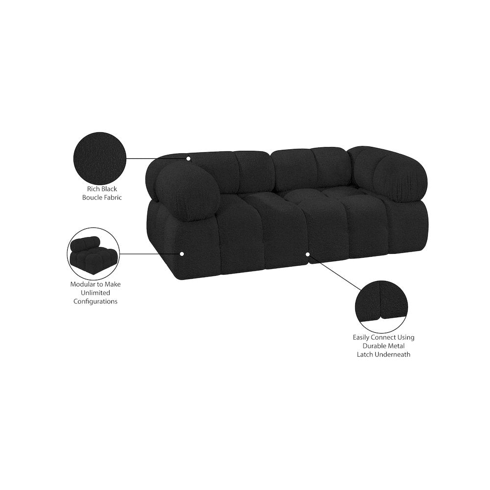 Ames Black Boucle Fabric Modular Sofa