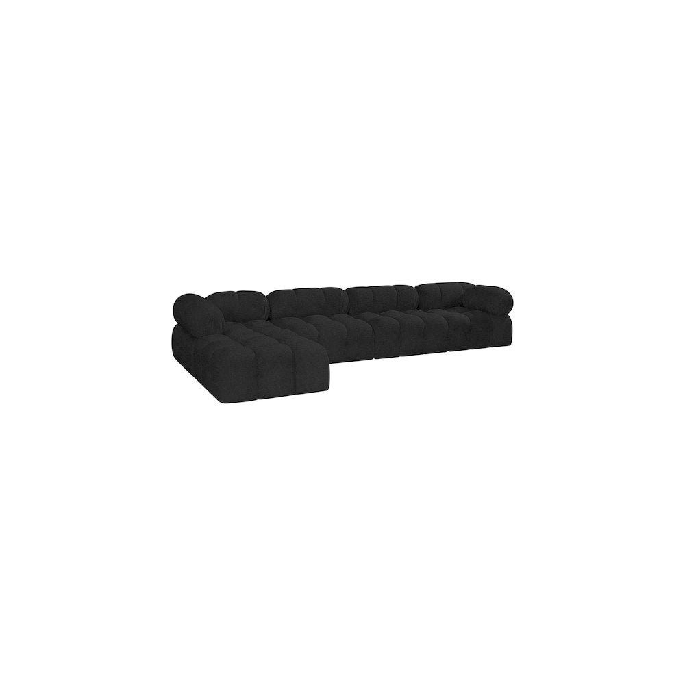 Ames Black Boucle Fabric Modular Sectional