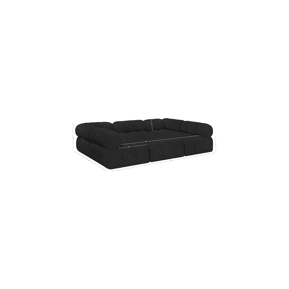 Ames Black Boucle Fabric Modular Sectional