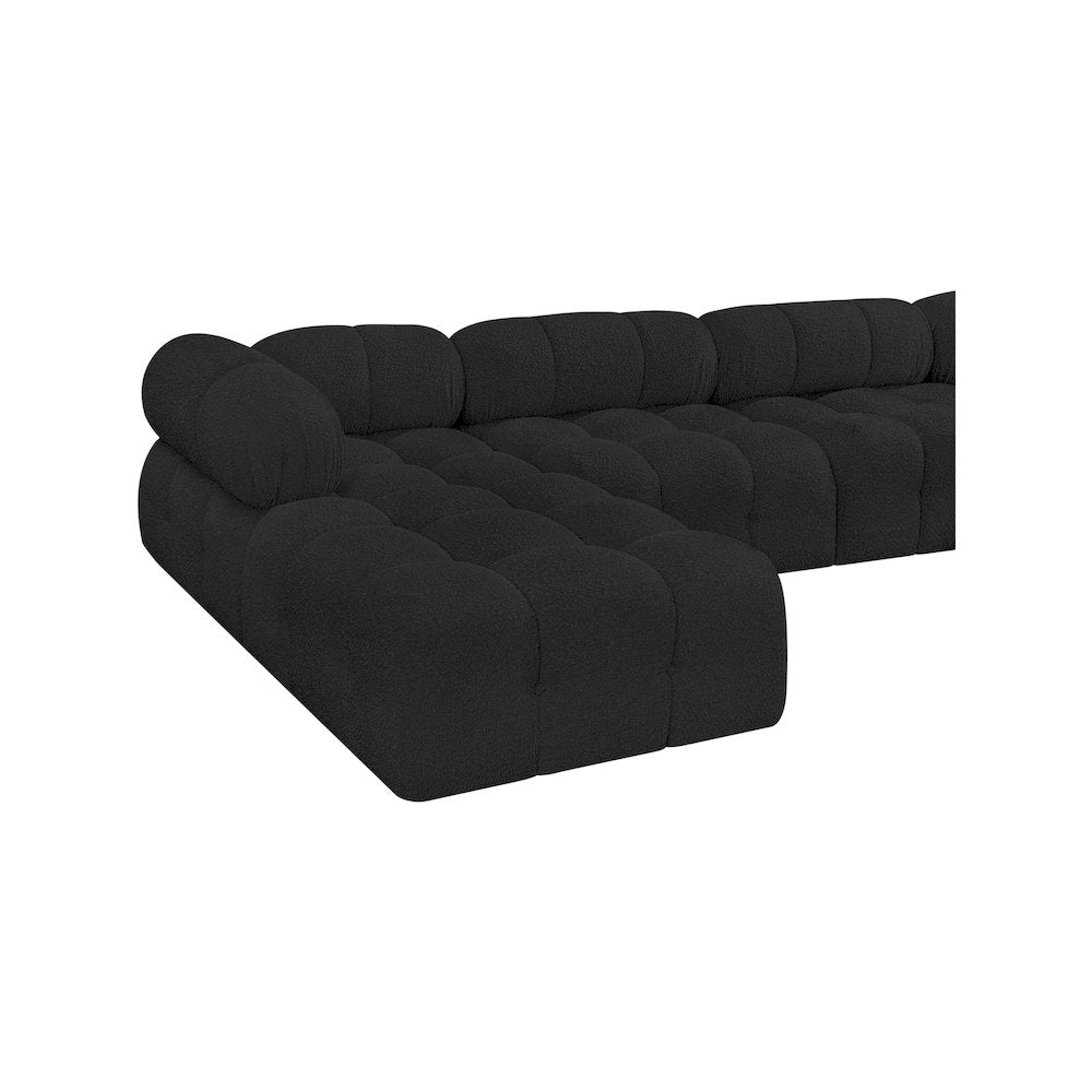Ames Black Boucle Fabric Modular Sectional