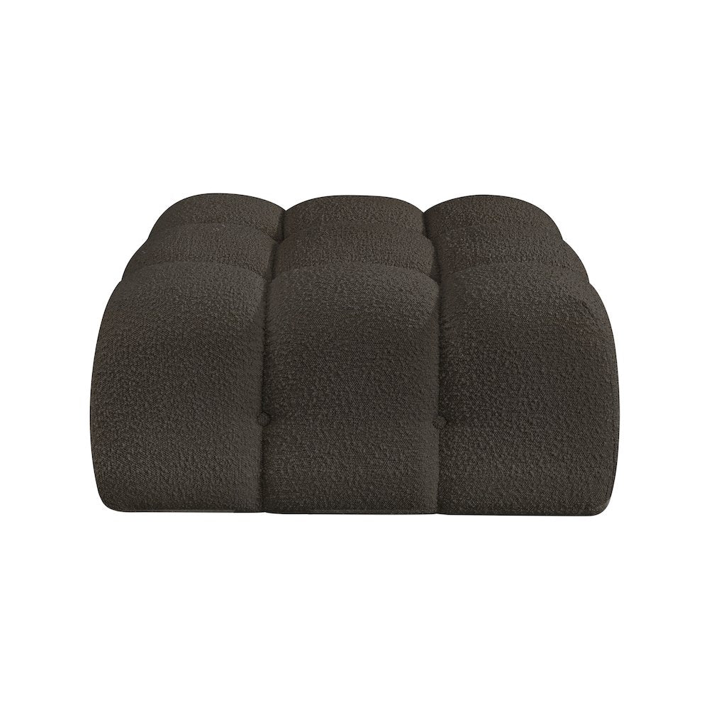 Ames Brown Boucle Fabric Ottoman