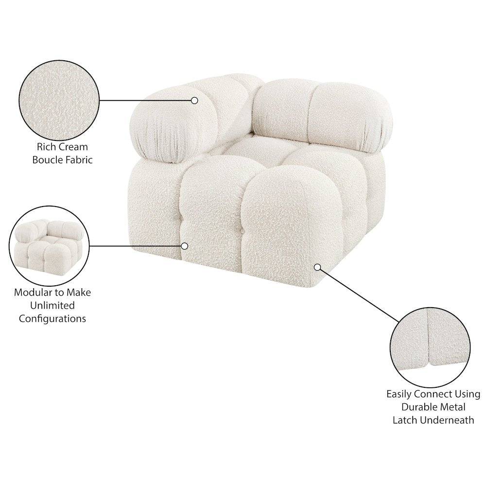 Ames Cream Boucle Fabric Corner