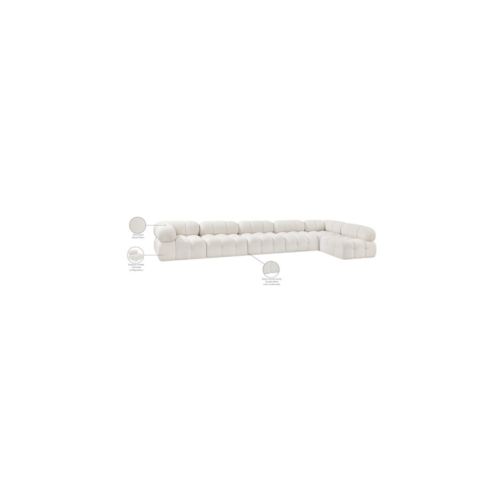 Ames Cream Boucle Fabric Modular Sectional