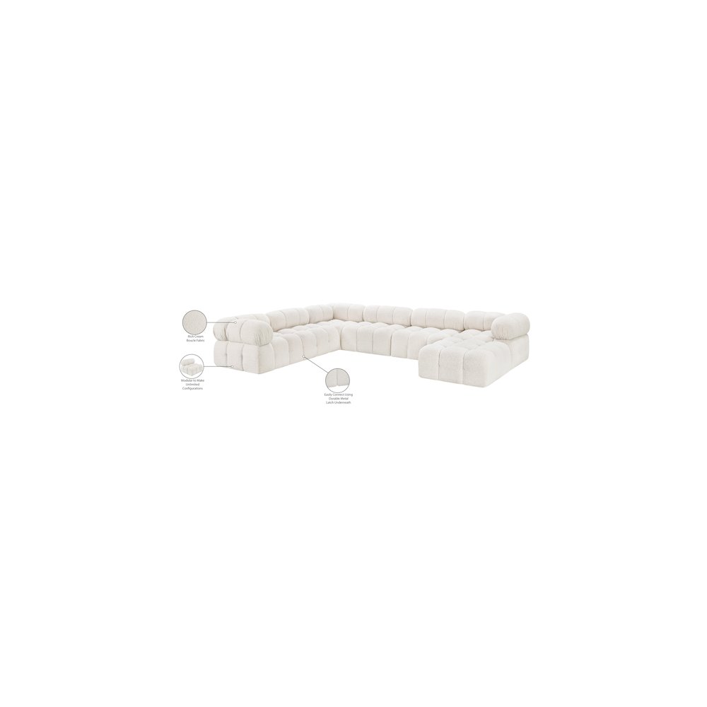 Ames Cream Boucle Fabric Modular Sectional