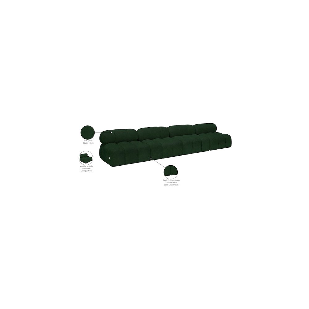 Ames Green Boucle Fabric Modular Sofa