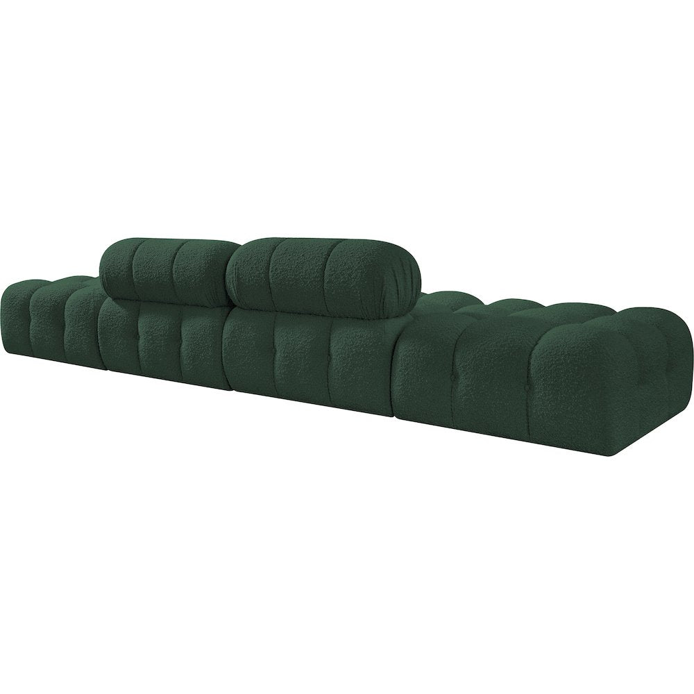 Ames 136" Green Boucle Fabric Upholstered 4pc. Modular Sofa