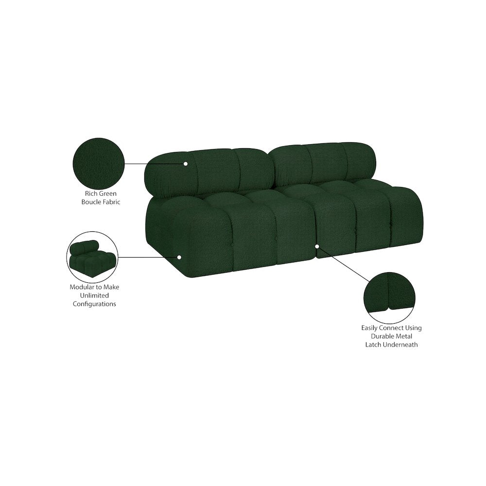 Ames Green Boucle Fabric Modular Sofa