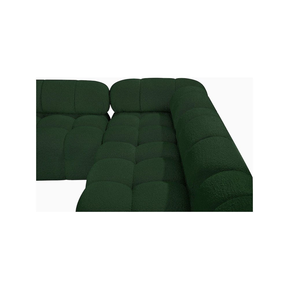 Ames Green Boucle Fabric Modular Sectional