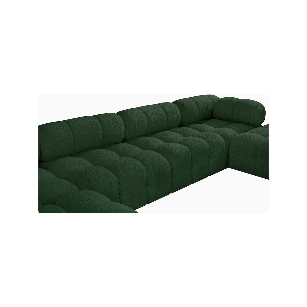 Ames Green Boucle Fabric Modular Sectional