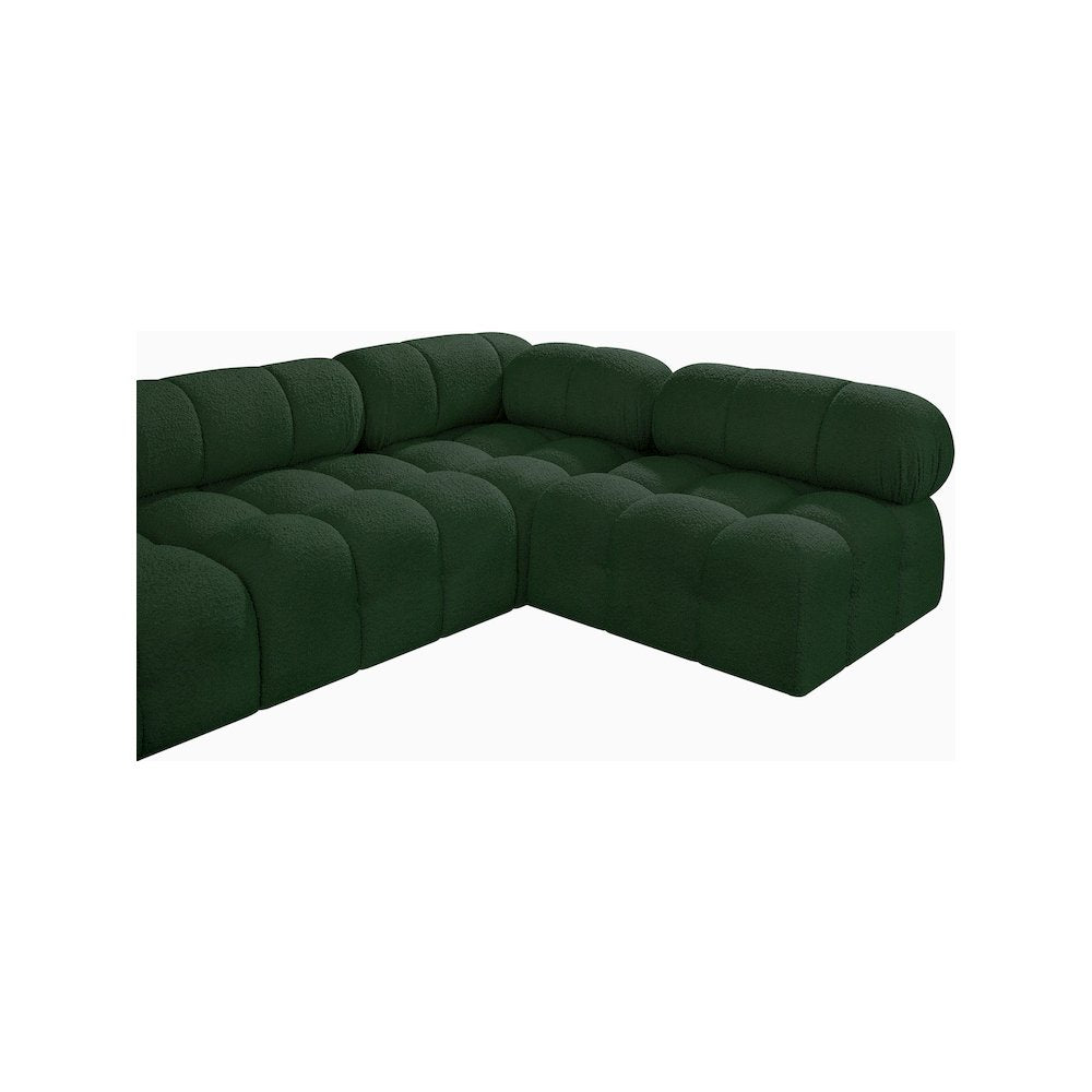 Ames Green Boucle Fabric Modular Sectional