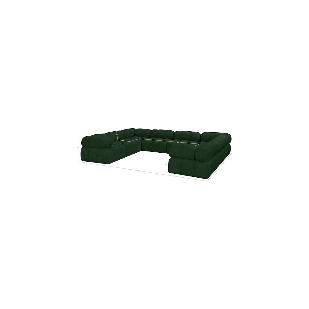 Ames Green Boucle Fabric Modular Sectional