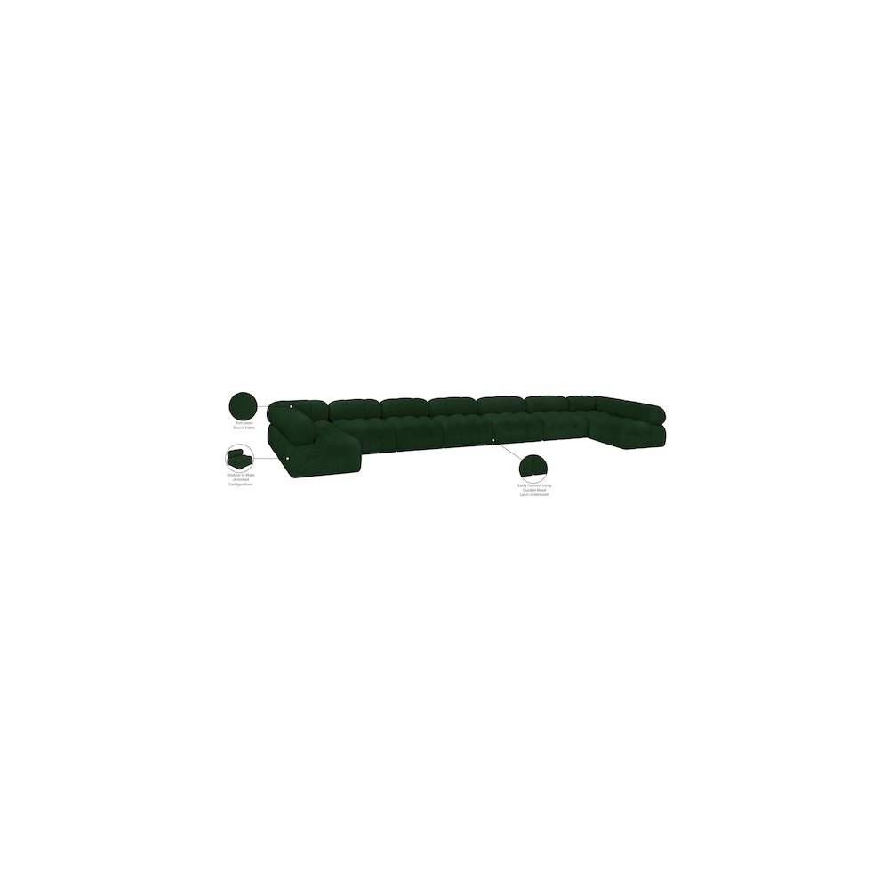 Ames Green Boucle Fabric Modular Sectional