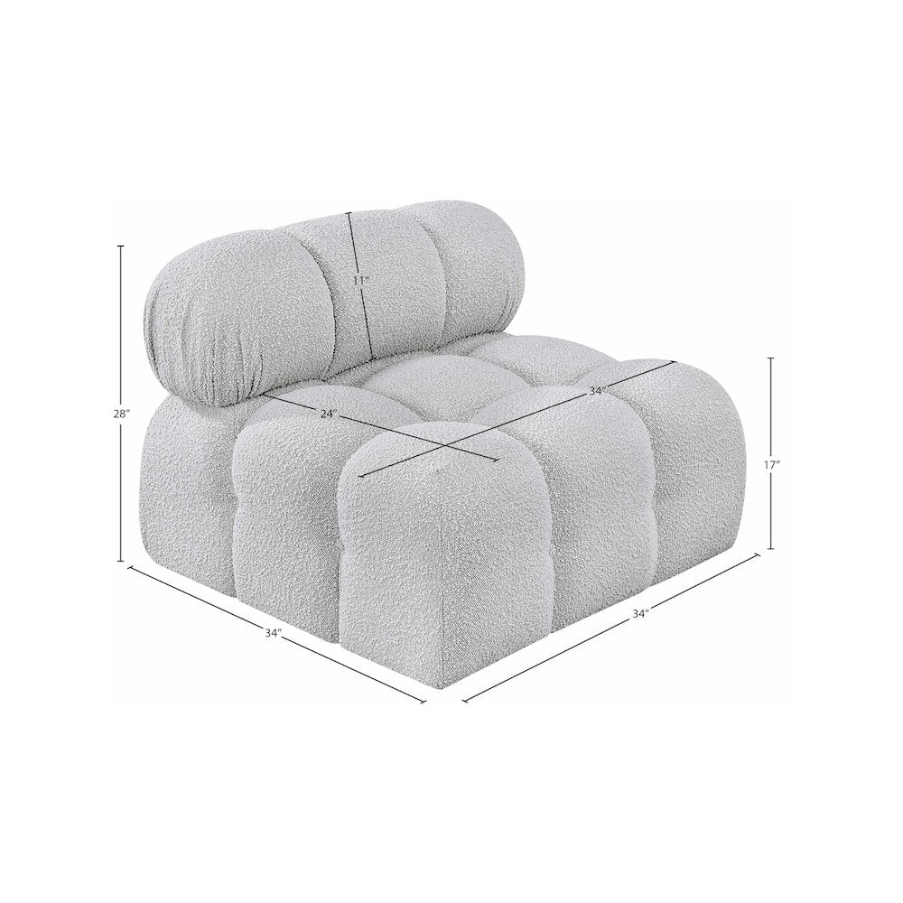 Ames Grey Boucle Fabric Armless