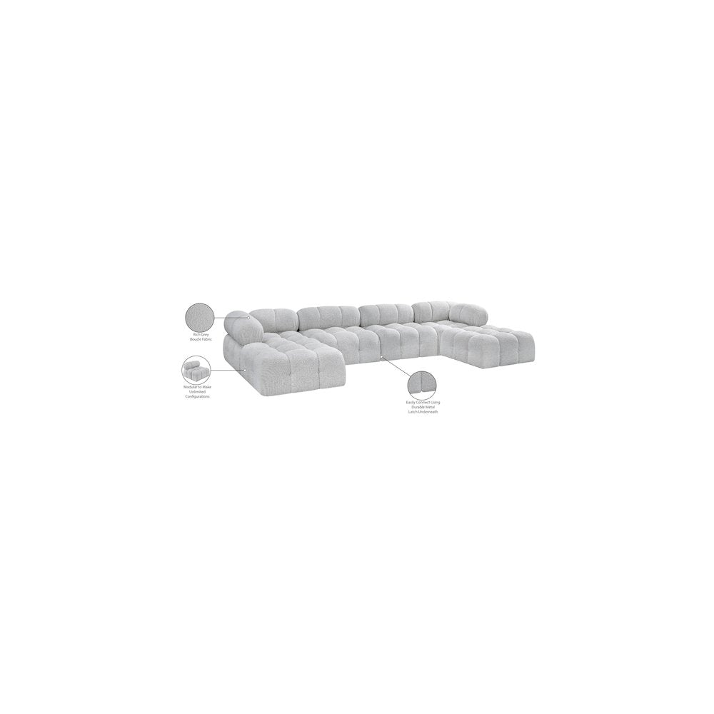 Ames Grey Boucle Fabric Modular Sectional