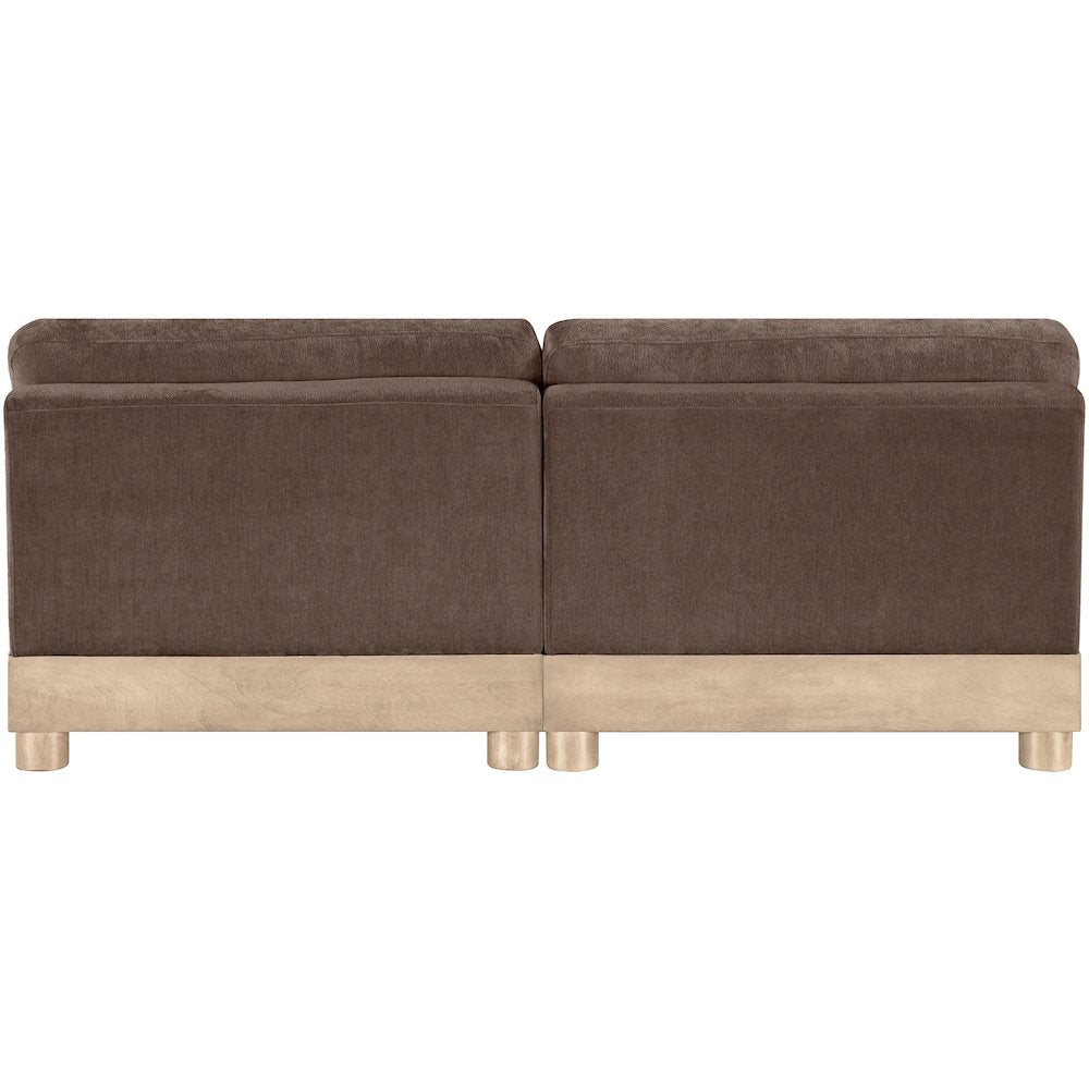 Turin 80" Brown Chenille Fabric Upholstered 2pc. Modular Loveseat