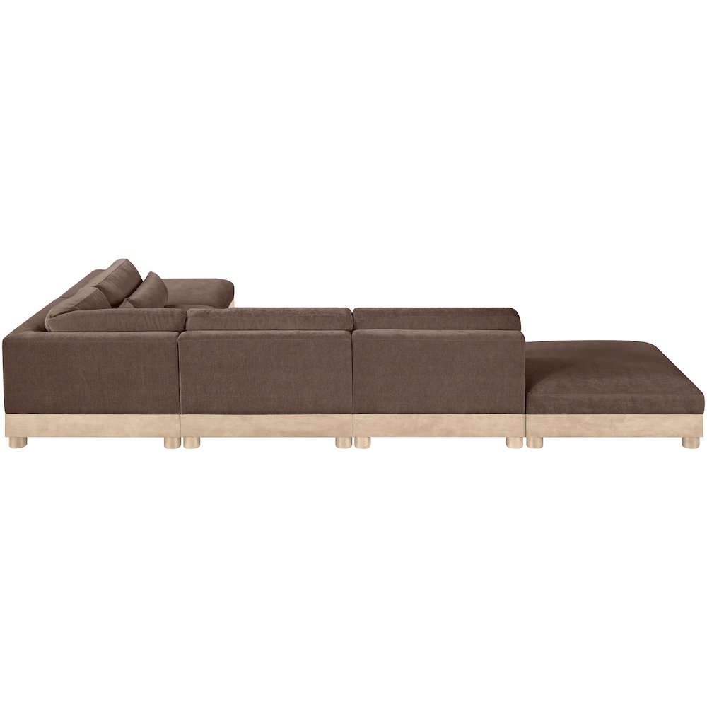 Turin 160" Brown Chenille Fabric Upholstered 6pc. Modular Sectional