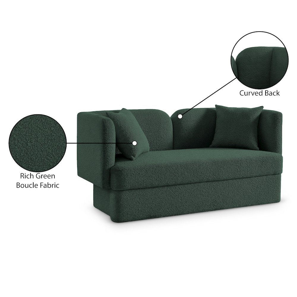 Marcel Green Boucle Fabric Loveseat