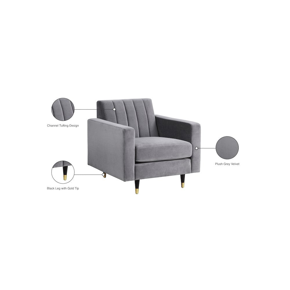 Lola Grey Velvet Chair