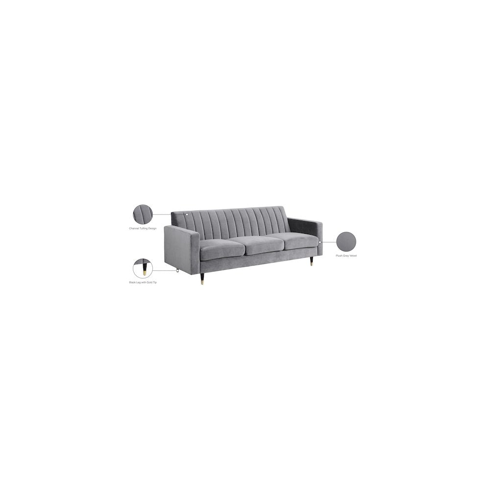Lola Grey Velvet Sofa